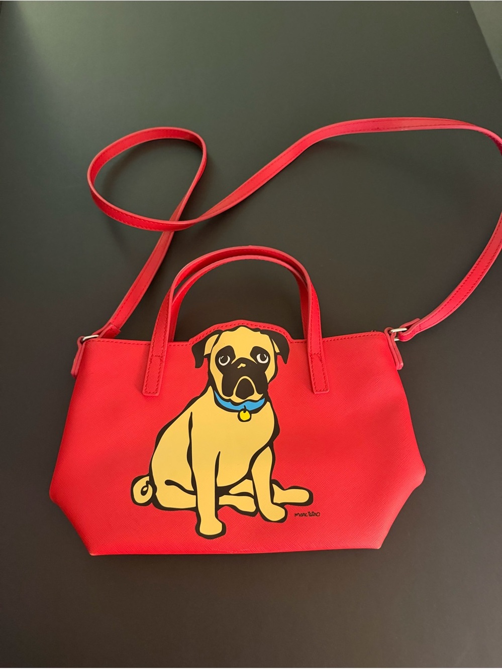 Marc Tetro Red Pug Crossbody Purse